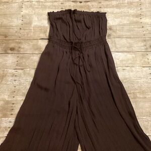H&M Strapless Wide-Leg Jumpsuit in Brown